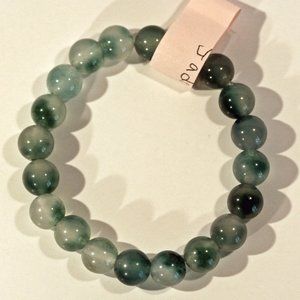 Two-Toned Green Jade Stone Stretch Bracelet